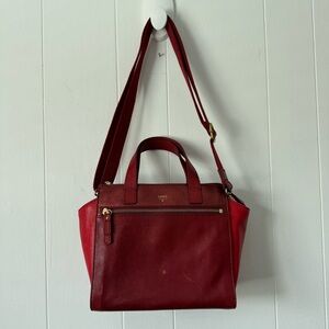 FOSSIL Tessa Leather Satchel Red Multi SHB1161995